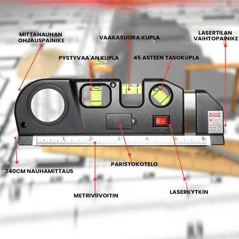 Monikäyttöinen laser-mittaustyökalu