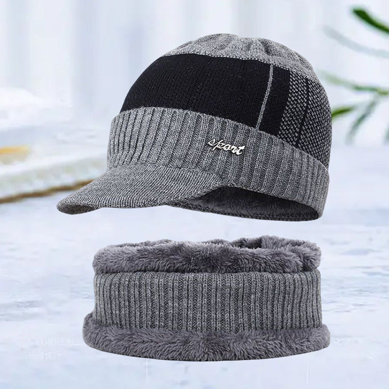 Fleece lämmin neulottu villahattu ja huivi setti