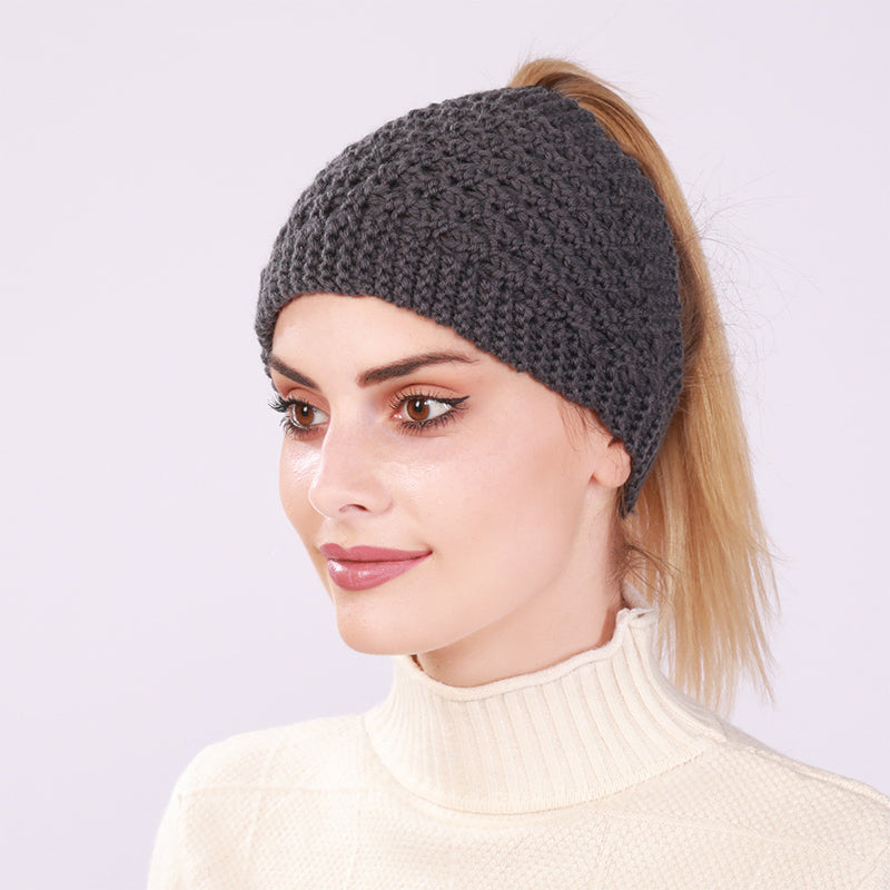 Hollow Out Ponytail Women Beanie